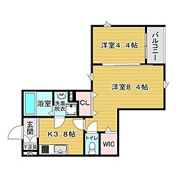 アオ開明 2Kの間取図画像