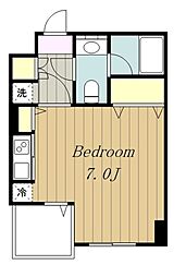 小田急小田原線 相模大野駅 徒歩7分の賃貸マンション 5階ワンルームの間取り