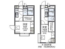 京王線 京王八王子駅 徒歩12分の賃貸アパート 2階1Kの間取り