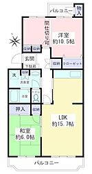 コーポ下鶴間5号棟 2LDKの間取図画像