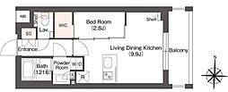 ミュプレ代々木上原 1LDKの間取図画像