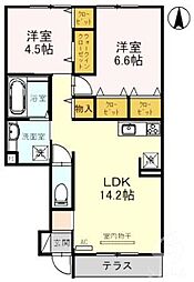 ラリュール 2LDKの間取図画像