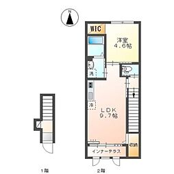 ニュークラリス 2階1LDKの間取り