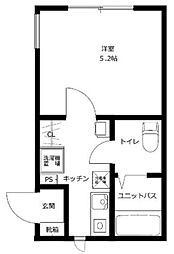 サンバレー春日町 1階1Kの間取り