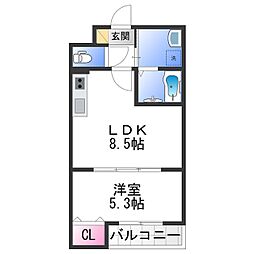 ALEGRIA泉佐野II 1LDKの間取図画像