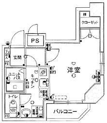 スカイコート日本橋第5 4階1Kの間取り