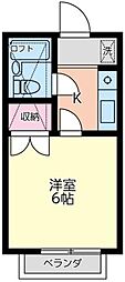 メゾン草薙パート3 1Kの間取図画像