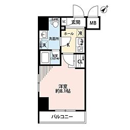プレール・ドゥーク月島2 1Kの間取図画像