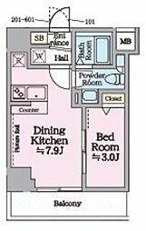 アイル イマージュ押上イースト 1階1DKの間取り