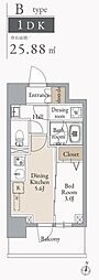 JMF-Residence蔵前鳥越 1DKの間取図画像