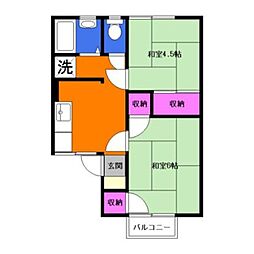 フラワーハイツA 2DKの間取図画像
