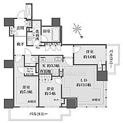 ザ・パークハウス三田ガーデンレジデンス&タワータワー棟 3LDKの間取図画像