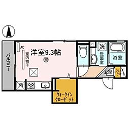D-ROOM北田辺丁 2階ワンルームの間取り