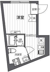 パークサイド戸越公園 3階ワンルームの間取り