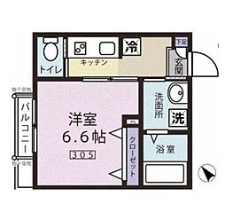 JR京浜東北・根岸線 大井町駅 徒歩12分の賃貸マンション 2階1Kの間取り