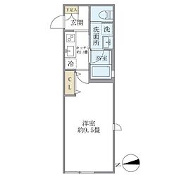 ミューズ新小岩 4階1Kの間取り