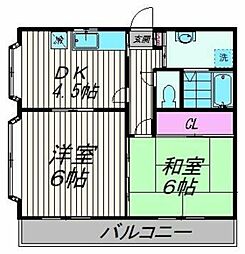 鳴島ビル 5階2DKの間取り
