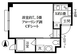 カーサ躑躅ヶ丘 3階1Kの間取り