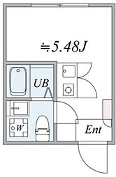 HERME TOGOSHI 2階ワンルームの間取り
