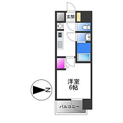 プレサンス深江橋ラヴィゲート 8階1Kの間取り