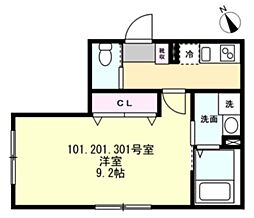 Felice相模原 1Kの間取図画像