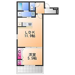 岸和田市磯上町5丁目アパート 1LDKの間取図画像