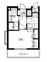 ヴァンテアンライフ高円寺壱番館 1Kの間取図画像