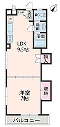 第一上馬マンション 1LDKの間取図画像