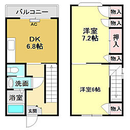 コスモハイツ高須2C 2DKの間取図画像