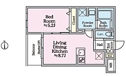 アイルグランデ赤羽 4階1LDKの間取り