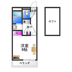 レオパレスなでしこ荘 1Kの間取図画像