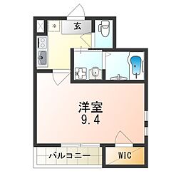 近鉄奈良線 八戸ノ里駅 徒歩7分の賃貸アパート 1階1Kの間取り