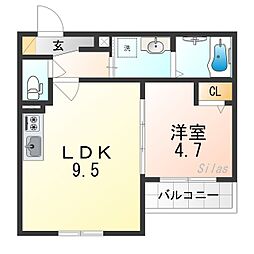Louis Apartment長瀬ノール 1LDKの間取図画像