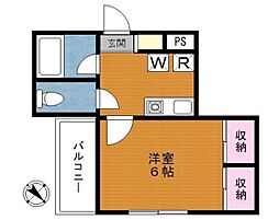 ピュアウインド 4階1Kの間取り