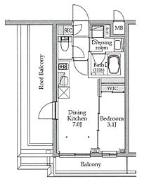 イプセ初台 4階1DKの間取り