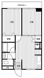 新井ハイツ 2DKの間取図画像