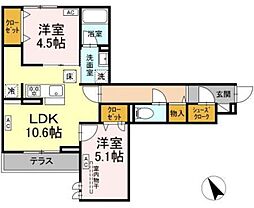 ドムスクレスト共和 2LDKの間取図画像