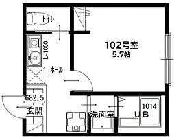 セジュール 1Kの間取図画像