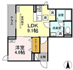 D-ROOM元横山町 1階1LDKの間取り