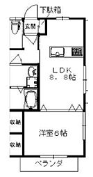 ハイツレジェンド 1階1LDKの間取り