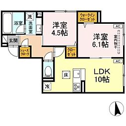 スリジエ 2LDKの間取図画像