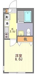 マウ溝の口 1Kの間取図画像