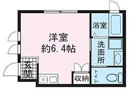 アヴァンテ武蔵小杉 1階ワンルームの間取り