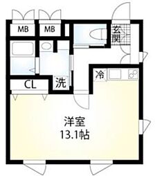 Hisui Apartment 3階ワンルームの間取り