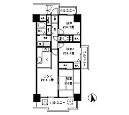 北梅田パーク・レジデンス 2SLDKの間取図画像