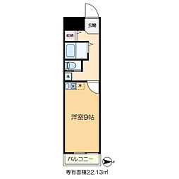 タートルシティ亀有 4階ワンルームの間取り