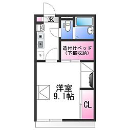 和歌山電鐵貴志川線 田中口駅 徒歩9分の賃貸アパート 1階1Kの間取り