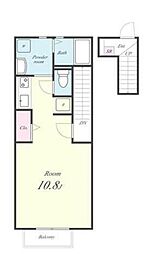 ディアコート（東長沼1701） 2階ワンルームの間取り