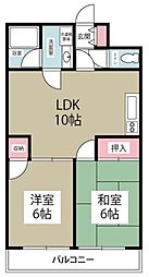 ニューアネックス 3階2LDKの間取り