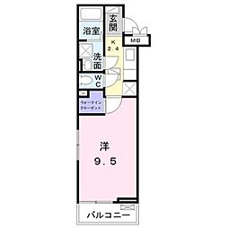 シリウス柏 1Kの間取図画像